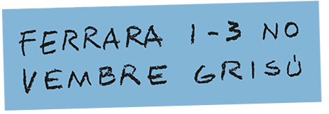 Uno sticker con riportato la scritta 'Ferrara 1-3 novembre Grisù'