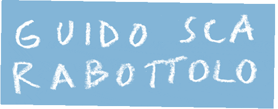 Uno sticker con riportato la scritta 'Guido Scarabottolo'